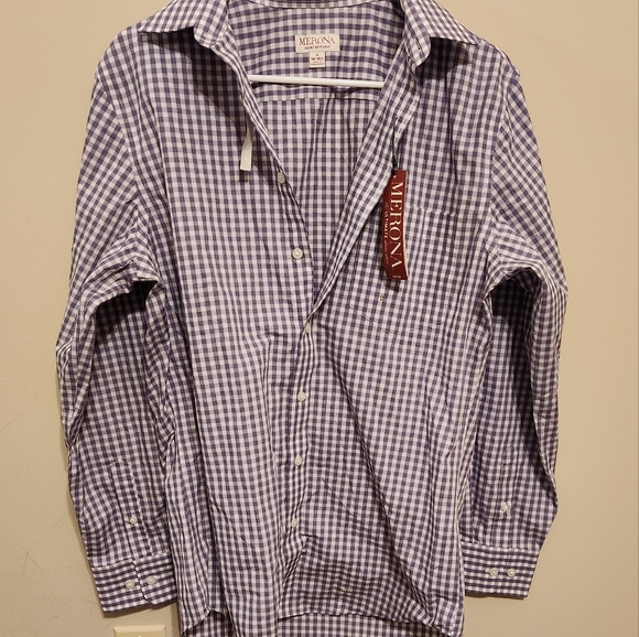 Men's light purple gingham button-down small - Picture 2 of 2
